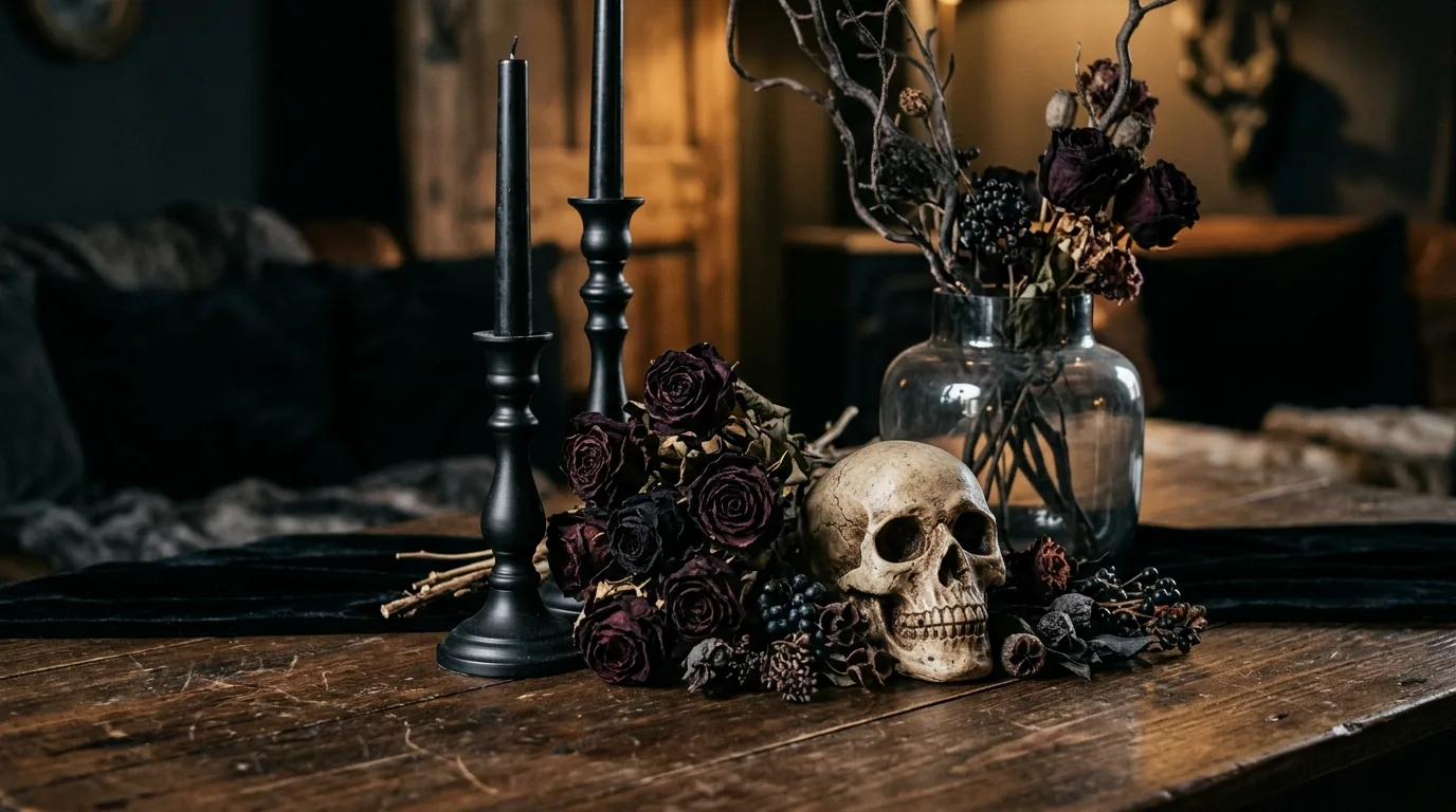 Use candlelight to create real Halloween atmosphere inspiration for a spooky chic Halloween interior.